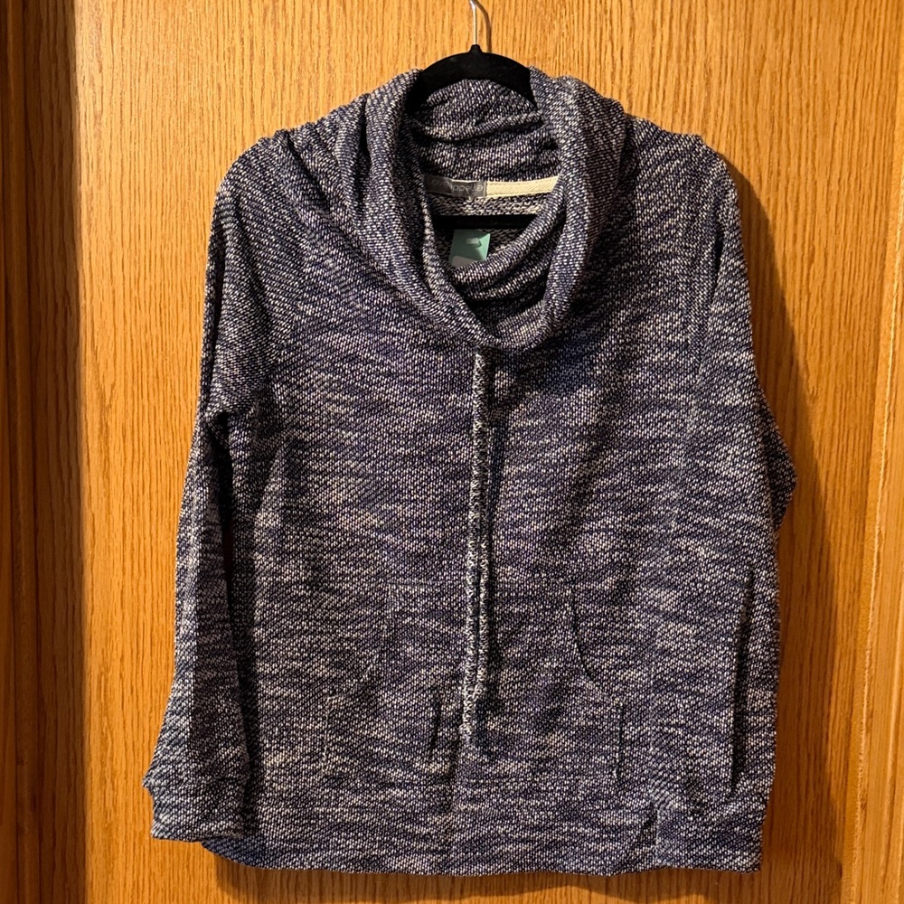 Loveappella Marled Cowl Neck Sweater - Blue Heather